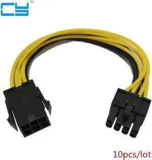 10pcies/lot PCI Express 6 pin to 8 pin Power Adapter Cable 6pin to 8pin PCIe cable