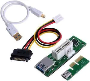 1 Set Mini Extender Cable 4pin PCI-E PCI Express Extension1X Riser Card Power USB 30cm