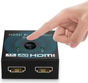 KVM Switch HDMI 2 Port Box USB and HDMI Switch for 2 Computers Share Keyboard Mouse Printer and one HD Monitor