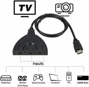 3 Ports HDMI Splitter Adapter Mini 3 Ports HDMI Splitter 1080P Switcher 3 in 1 out Port Hub for HDTV for PS4 Mini HDMI Switcher