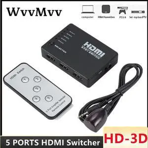 HDMI Switch 5 In 1 Out HDMI Splitter 5X1 with IR Remote Control Supports 3D 4K HD1080P HDMI Switcher For Xbox PS4 Blu-Ray Player