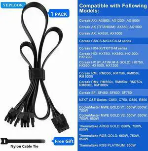 Aomoproing 8Pin Male to 2X 8Pin (6+2) Male PCIe GPU Cable for C*orsair CoolerMaster Thermaltake NZXT Modular Power Supply 18AWG New