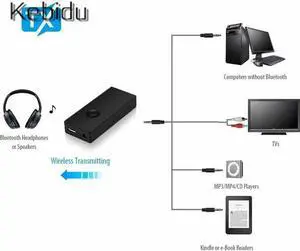 TBluetooth Transmitter Receiver Adapter 3.5mm Audio Adapter TV Transmitter for TV PC Laptop MP3/MP4