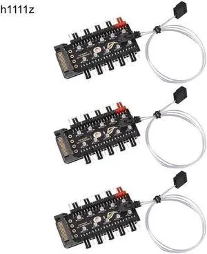 3PCS Computer Cable Connectors PWM Fan HUB Fan Speed Controller PC 1 to 10 4pin Fan Splitter Cable Adapter SATA Power for Mining