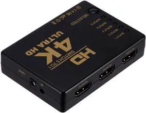 HD 4K*2K HDMI-compatible Switcher 5 input in to 1 1x5 Port Switch Selector Splitter Hub With IR Remote 3D for PS3 Xbox 360 HDTV