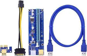Aomoproing Pcie Pci-e Pci Express Riser Card 1x To 16x GPU Usb 3.0 Extender Riser X1 X16 Card Adapter SATA 6Pin Power Cable Miner
