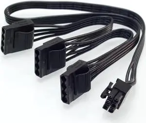 Aomoproing 6Pin Male 1 to 3 IDE Female Power Supply Splitter Extension Cable for Molex 4Pin Port Multiplier for Seasonic KM3 Series Modular