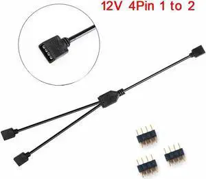 Aomoproing RGB 12V 4Pin Extension Cable Adapter 30cm 1 to 2 RGB Splitter Cable for M SI A SUS A SRock AURA LED