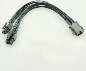 PCIE 6pin to Dual 6pin Power Cable Sleeved Cable PC PCI Express Video Card Graphics Card Power Supply Cable 18AWG 20CM Black