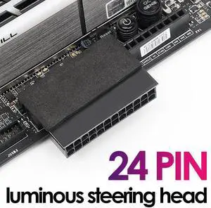 Aomoproing  DIY Computer Accessories Wiring Computer Motherboard ATX Power Supply 24P Turn 90 Degree Connector Steering Head