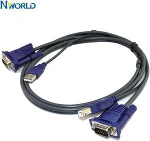 New 4.6 Feet 1.5M USB KVM 15 Pin Switch VGA Cable For USB 2.0 Type A To B 4Pin PC Computer Printer Monitor Adapter Converter