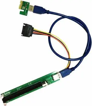 Mining Graphics Card Extension PCI-E Riser Card 1X To 16X Cable With 4 Pin To SATA Power Supply USB 3.0 60cm Cable Green