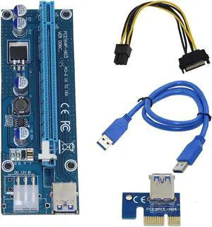 PCI-E Raiser PCI E Express 1X To 16X Riser Card USB 3.0 PCI-E SATA To 6Pin Power Cable For BTC Bitcoin Mining Antminer Miner