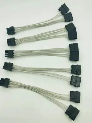 5PCS Dual 4Pin to 8Pin (6+2) Graphic Card Power Cable 4P to 8P Graphic Card Cable 18cm Supply Dual D port to 8pin for BTC Mining