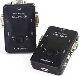 2 Ports KVM Switch USB VGA Converter Two In One Out Multi-Computer Sharing Mouse Keyboard Host Video Display