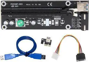 PCI-E 1x To 16x Extender Riser Card Adapter With 50cm USB3.0 Cable And SATA 15Pin To 4Pin Power Cable For BTC Mining PCI-E 1x To 16x Extender Riser Card Adapter With 50cm USB3.0 Cable And SATA 15Pin To 4Pin Power Cable For BTC Mining