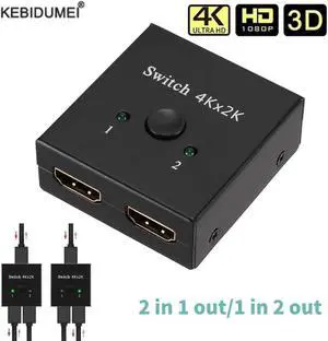 4Kx2K HDMI-compatible Splitter 2 Ports KVM Bi-directional Manual 2x1 1x2 HDMI Switcher Supports 4K FHD Ultra 1080P for Projector