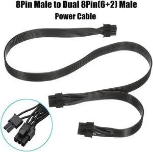 60cm 18AWG 8 Pin Male to Dual 8Pin(6+2) Male PCI-E Video Graphics Card Power Cable GPU Power Extension Cable Cord