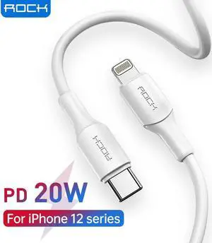 Aomoproing ROCK 20W PD USB C Cable For iPhone 13 12 Pro Max Fast Charge USB C to Lighting Cable Data Wire Cord Phone Charger Type C Cable 1M