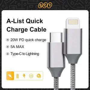 Aomoproing QCY 20W PD Quick Charger Cable for iPhone 12 11x 7 8 Type-C to Lighting Fast Charging Cable Wired Charger Cable for MacBook