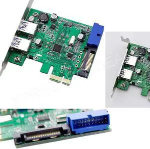 PCI-E USB 3.0 2 Ports 20 pin Connector 15-pin SATA Power w/ Low Profile Bracket