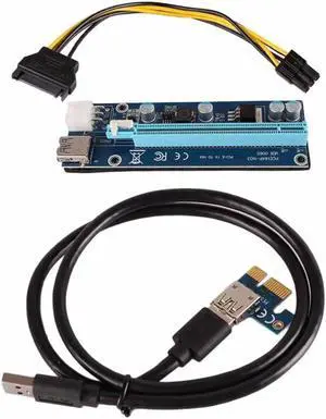 Mining Graphics Card USB 3.0 PCI-E To PCIE Extender Riser Card 1X To 16X Cable With 6 Pin To SATA Power Supply