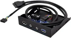 USB 3.0 + USB 5V/2.4A Charge Port 3.5 Inch Front Panel Hub w/ HD Audio Output Port & Microphone Input,USB 20-pin to Type-A Female Adapter Cable w/ 3.5" Floppy Bay Bracket,BC 1.2 5V/ 2.4A Charging