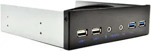 FP525U32U22AM 5.25-Inch Front Panel 4 Ports USB Hub w/ HD Audio Output & Microphone,2 Port USB 3.0 & 2 Port USB 2.0 Hub w/ Stereo Audio Mic 5.25" CD-ROM Bay Bracket