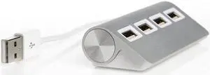 Premium 4 Port Aluminum USB 2.0 Hub with LEDs for Mac, MacBook Air Pro,Ultrabooks,Microsoft Surface RT,Laptops,Raspberry pi,and any PC