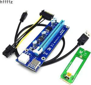 Aomoproing M.2 NGFF to PCI-E X16 Slot Transfer Card Mining M2 Riser Extension Cable SATA to 6pin Power Supply Riser Card for BTC Device