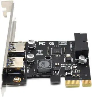 USB 3.0 PCI Express(PCIe) Expansion Card, PCI-e X1 to 4 Ports USB 3.0(2 USB Type-A+USB Internal 20Pin) Controller Card-Build in Self-Powered Technology-No Need Additional Power Supply