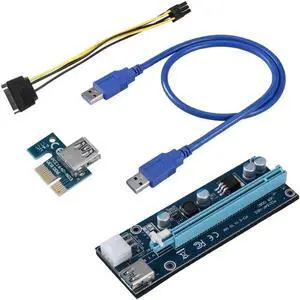 USB3.0 PCI-E Powered Express 1x to 16x Extender Riser Card Adapter SATA to 6Pin Power Cable Molex Power for BTC Miner
