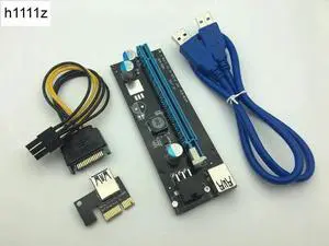 Riser VER006C Black PCI-E 1x to 16x PCI-E Riser Card 60cm USB 3.0 Cable SATA to 6Pin Power for BTC Bitcoin Mining Antminer Miner