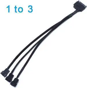 Aomoproing SATA 15Pin to 3 x 3Pin / 4Pin Computer Cooling Fan Splitter Hub Converter Adapter PWM Temperature Power Cable