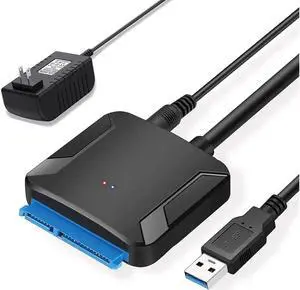 USB3.0 to SATA III Adapter Cable, SATA to USB 3.0 Cable, USB 3.0 to SATA III Hard Drive Adapter Compatible for 2.5 3.5 Inch HDD/SSD Hard Drive Disk with 12V/2A Power Adapter, Support UASP