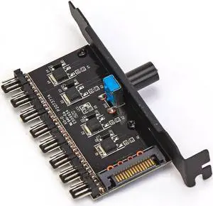 PCIFANCO4S 8 Channel 3-pin CPU / Case Fan speed Controller w/ OFF Switch,8 Way 12V/1.5A Max. 3pin Fan RPM Speed Reduce Regulator w/ PCI Slot Cover - Power by SATA