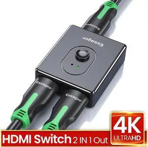 Switch 4K HDMI Splitter- Aluminum Bi-Directional HDMI Switcher 2 Input 1 Output, HDMI Switch Splitter 2 x 1/1 x 2. No External Power Required, Support 4K 3D HD 1080P for Xbox PS4 Roku HDTV
