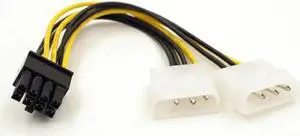 Aomoproing Dual Molex LP4 4 Pin to 8 Pin PCI-E Express Converter Adapter Power Cable Wire drop shipping 0725