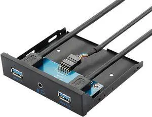 FP35U34AP PC Case 3.5 inch front panel 2 Ports USB 3.0 USB Hub w/ HD Audio & Mic Combo Header 4Pin,USB Motherboard 20Pin to 2 Female Adapter Cable - 2 FT
