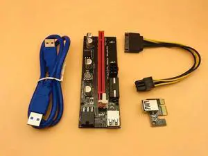 009S PCI Express PCIE PCI E Molex 6pin Power Supply Adapter SATA to USB 3.0 Cable 1x to 16X Riser Card for Miner Mining
