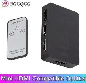 3 Port HDMI-compatible Splitter Hub Box Auto Switch Remote Control 3 In 1 Out Switcher Hd 1080P For Hdtv Xbox360 Ps3