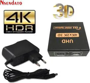 1 In 2 Out UHD HDMI 1.4 Adapter Splitter 1X2 4Kx2K 30Hz HDMI1.4 Switcher Converter For DTS Dobly 3D 1080p 4K HDTV Monitor DVD