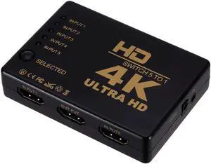 HDMI-compatible Switcher 1x5 Port 5 in 1 out HD 4K*2K Switch Selector Splitter Hub With IR Remote 3D for PS3 Xbox 360 HDTV