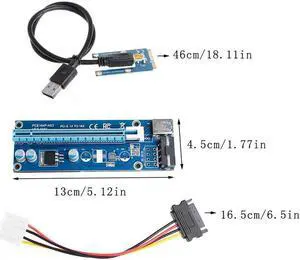 Aomoproing 1 Set Mini PCI-E Express 1x To16x USB 3.0 Extender Riser Card Adapter SATA Power Cable High Speed