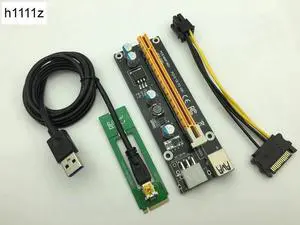 Riser Mini PCI E PCI Express Riser Card 1x to 16x USB 3.0 Data Cable SATA to 6Pin Power Supply for BTC Miner Antminer Mining