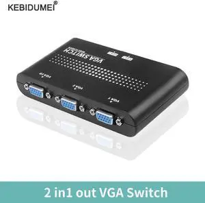 2 In 1 Out VGA Splitter Switch Manual Sharing Selector Switch Switcher Box 2 Ports VGA Selector Box for PC Monitor Accessories