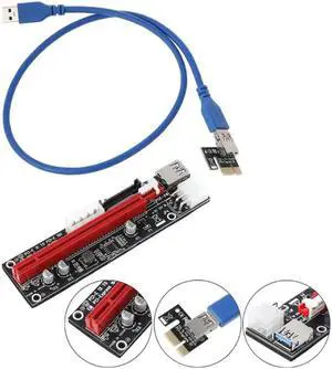 Aomoproing 4pin 6pin SATA Power PCIExpress 16X Slot Riser Card USB 3.0 PCI-E PCI-Express 1x to 16x PCIE Riser for Bitcoin BTC Miner Mining