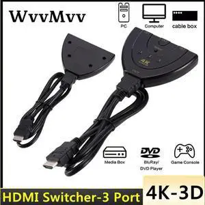 4K*2K Mini 3 Port HDMI-compatible Switch 1.4b 4K Switcher Splitter 1080P 3 in 1 out Port Hub for DVD HDTV Xbox PS3 PS4 3D