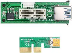 Mini 90°Right Angle PCIE 1X Expansion Riser Card PCI-E X1 Extension Cable with USB Cable and SATA Cable