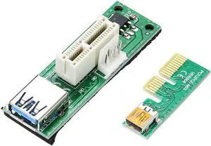 Mini PCI-E X1 Extension Cable PCIE 1X Expansion Riser Card 90 Right Angle with USB Cable and SATA Cable